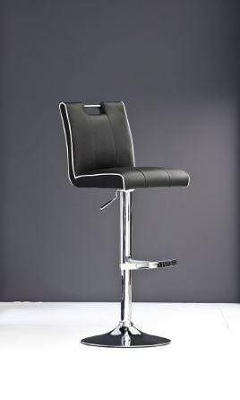 Stools Bar Stools - 45" Black Eco-Leather and Steel Bar Stool HomeRoots