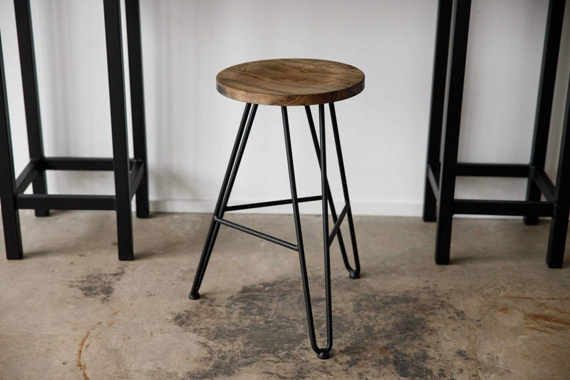 Stools Bar Stools For Sale - 12" X 12" X 24" Charcoal Ash Wood And Steel Round Counter Bar Stool HomeRoots