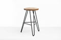 Stools Bar Stools For Sale - 12" X 12" X 24" Chocolate Ash Wood And Steel Round Counter Bar Stool HomeRoots