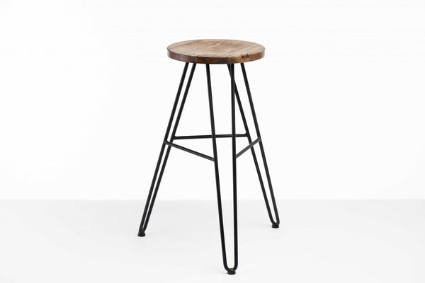 Stools Bar Stools For Sale - 12" X 12" X 30" Charcoal Ash Wood And Steel Round Bar Stool HomeRoots
