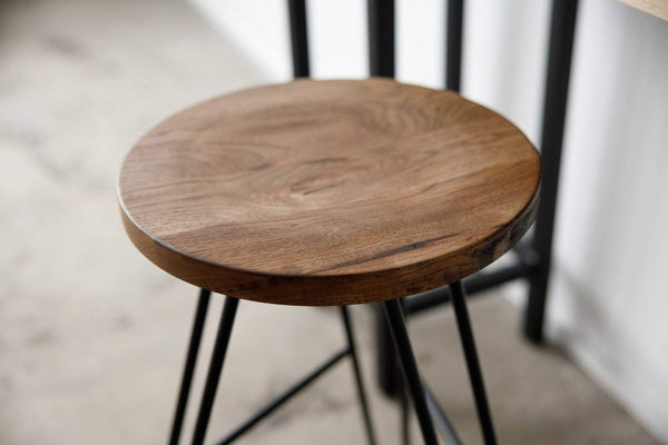 Stools Bar Stools For Sale - 12" X 12" X 30" Chocolate Ash Wood And Steel Round Bar Stool HomeRoots
