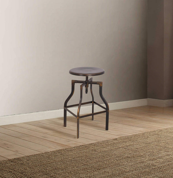 Stools Bar Stools For Sale - 14" X 14" X 24" Antiqued Copper Metal Adjustable Stool (1Pc) HomeRoots