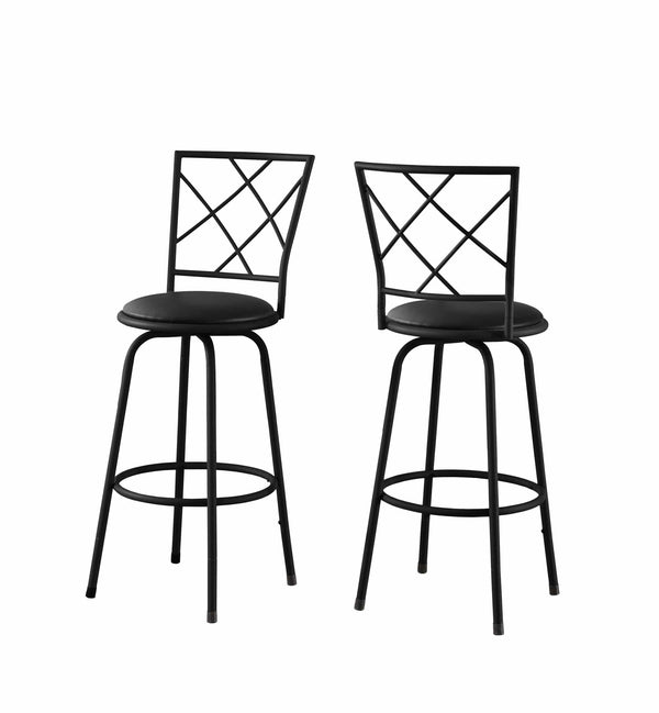 Stools Bar Stools For Sale - 32" x 32" x 88" Black, Metal, Foam, Leather-Look - Barstool 2pcs HomeRoots