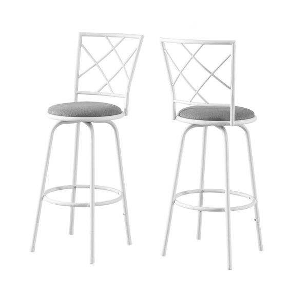 Stools Bar Stools For Sale - 32" x 32" x 88" White, Grey, Metal, Foam, Cotton, Linen - Barstool 2pcs HomeRoots