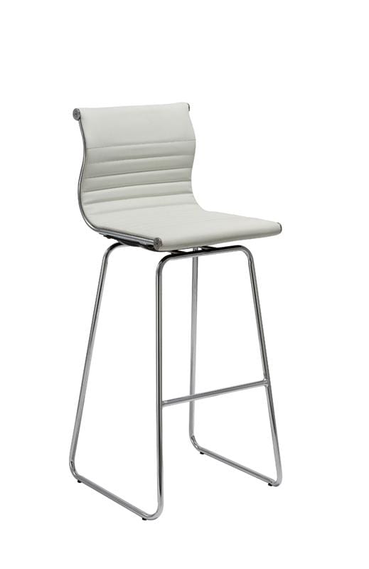 Stools Bar Stools - Two 41" White Leatherette and Steel Bar Stools HomeRoots