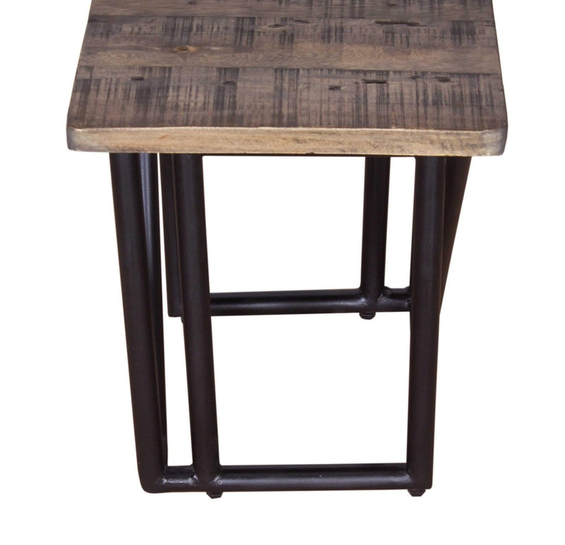 Stools Black Stool - 14" X 14" X 18" Natural/Black Wood Iron Stool Mixed HomeRoots