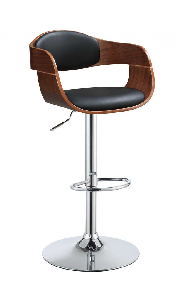 Stools Black Stool - 19" X 20" X 36" Black And Walnut Adjustable Stool HomeRoots