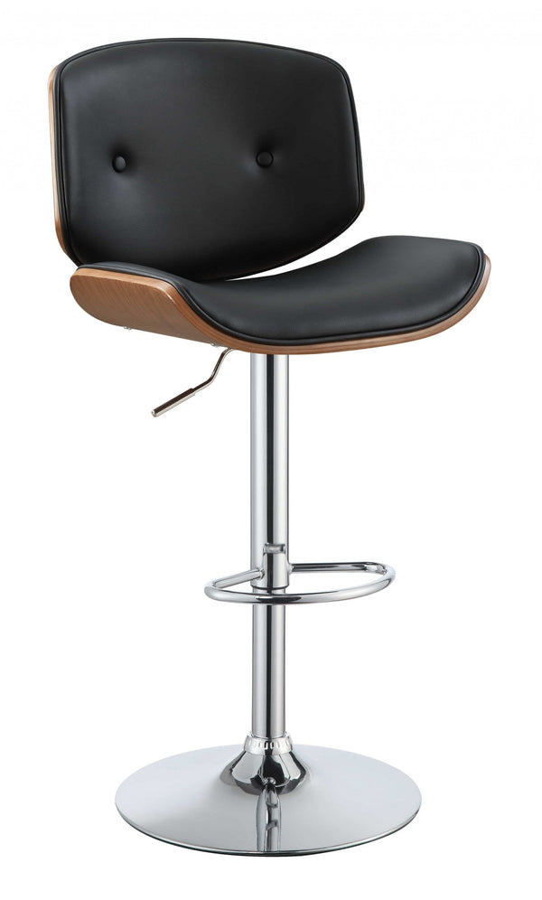 Stools Black Stool - 20" X 20" X 37" Black And Walnut Adjustable Stool HomeRoots