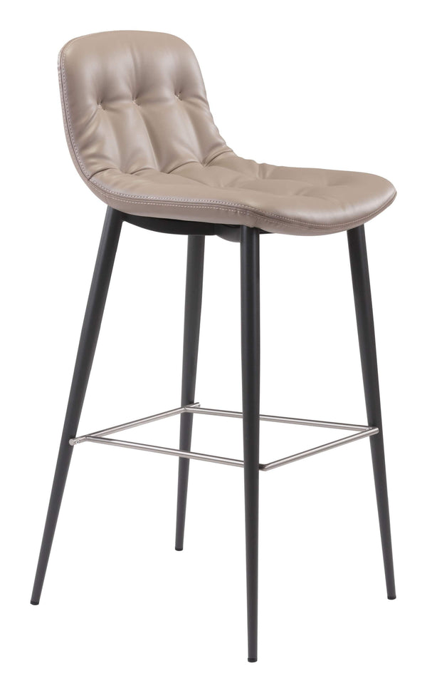 Stools Cheap Bar Stools - 17.3" x 20.7" x 40.2" Taupe, Leatherette, Stainless Steel, Bar Chair - Set of 2 HomeRoots