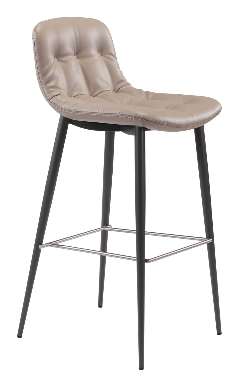 Stools Cheap Bar Stools - 17.3" x 20.7" x 40.2" Taupe, Leatherette, Stainless Steel, Bar Chair - Set of 2 HomeRoots
