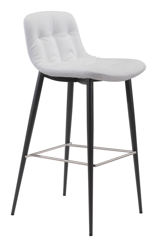 Stools Cheap Bar Stools - 17.3" x 20.7" x 40.2" White, Leatherette, Stainless Steel, Bar Chair - Set of 2 HomeRoots