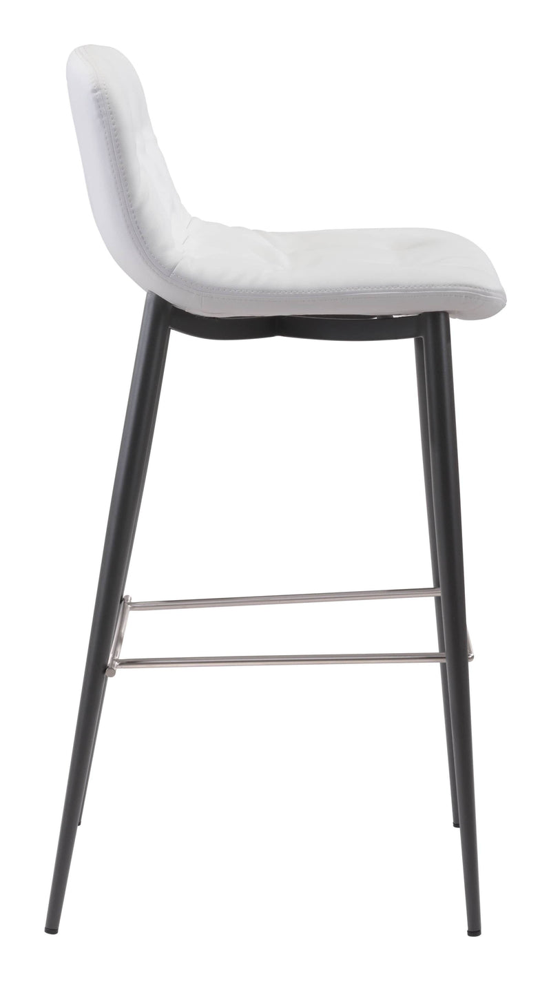 Stools Cheap Bar Stools - 17.3" x 20.7" x 40.2" White, Leatherette, Stainless Steel, Bar Chair - Set of 2 HomeRoots