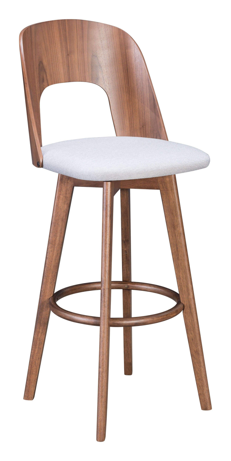 Stools Cheap Bar Stools - 18.1" x 21.1" x 44.9" Walnut & Light Gray, Poly Blend, Wood Veneer, Barstool - Set of 2 HomeRoots