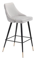 Stools Cheap Bar Stools - 18.5" x 20.9" x 40.6" Gray, Velvet, Stainless Steel, Bar Chair HomeRoots
