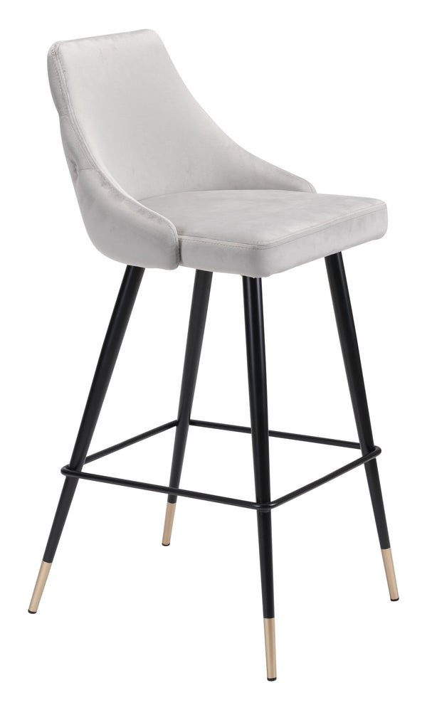 Stools Cheap Bar Stools - 18.5" x 20.9" x 40.6" Gray, Velvet, Stainless Steel, Bar Chair HomeRoots