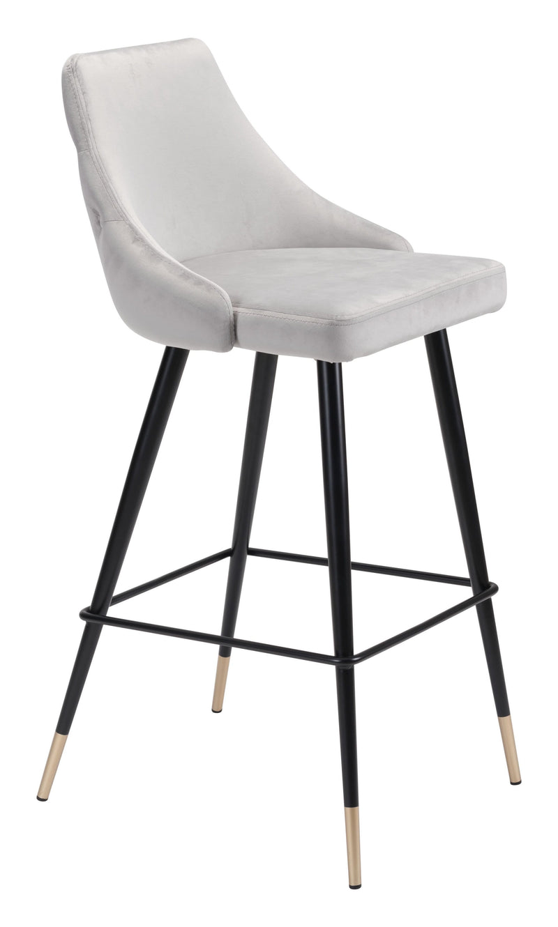 Stools Cheap Bar Stools - 18.5" x 20.9" x 40.6" Gray, Velvet, Stainless Steel, Bar Chair HomeRoots