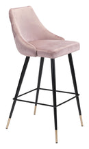Stools Cheap Bar Stools - 18.5" x 20.9" x 40.6" Pink, Velvet, Stainless Steel, Bar Chair HomeRoots