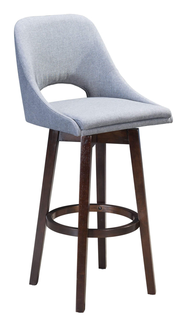 Stools Cheap Bar Stools - 19.1" x 20.1" x 42.9" Gray, Poly Linen, MDF, Rubberwood, Bar Chair HomeRoots