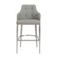 Stools Cheap Bar Stools - 22.05" X 22.84" X 44.1" Gray Leatherette Bar Stool with Brushed Stainless Steel Legs HomeRoots