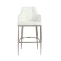 Stools Cheap Bar Stools - 22.05" X 22.84" X 44.1" White Leatherette Bar Stool with Brushed Stainless Steel Legs HomeRoots