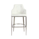 Stools Cheap Bar Stools - 22.05" X 22.84" X 44.1" White Leatherette Bar Stool with Brushed Stainless Steel Legs HomeRoots