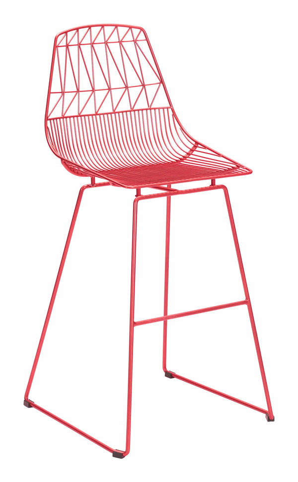 Stools Cheap Bar Stools - 22" x 22" x 43.5" Red, Steel, Bar Chair - Set of 2 HomeRoots