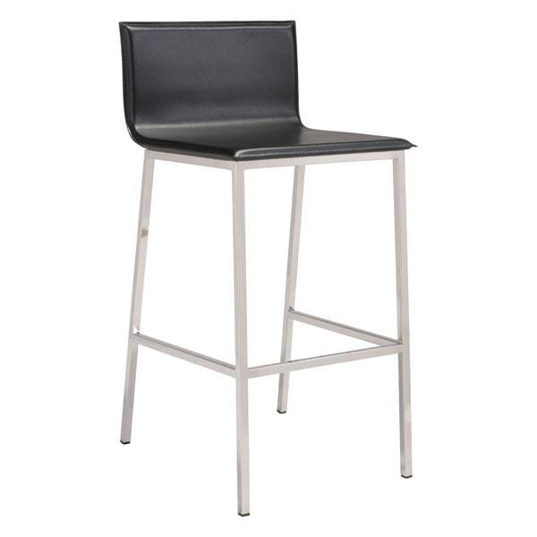 Stools Counter Height Bar Stools - 18.5" X 21.1" X 39" Black Leatherette Barstool HomeRoots