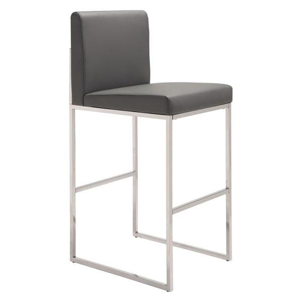 Stools Counter Height Bar Stools - 18.7" X 21.9" X 42.9" Gray Leatherette Barstool HomeRoots