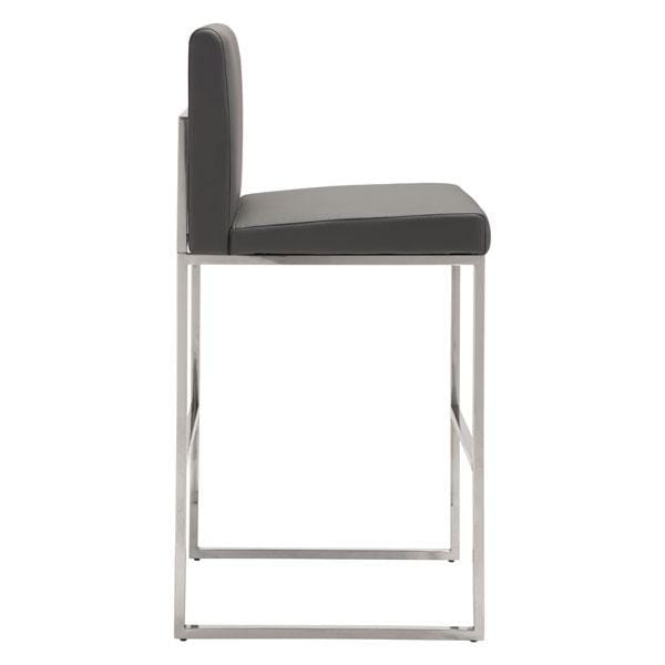 Stools Counter Height Bar Stools - 18.7" X 21.9" X 42.9" Gray Leatherette Barstool HomeRoots
