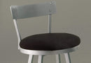 Stools Counter Height Bar Stools - 38" x 38" x 86" Silver, Black, Metal, Foam, Micro-Suede - Barstool 2pcs HomeRoots