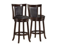 Stools Counter Height Bar Stools - 40'.5" x 37'.5" x 78" Cappuccino, Black, Solid Wood, Foam, Veneer, Leather-Look - 2pcs Swivel Barstools HomeRoots