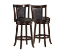 Stools Counter Height Bar Stools - 40'.5" x 37'.5" x 78" Cappuccino, Black, Solid Wood, Foam, Veneer, Leather-Look - 2pcs Swivel Barstools HomeRoots