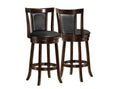 Stools Counter Height Bar Stools - 40'.5" x 37'.5" x 86" Cappuccino, Black, Solid Wood, Foam, Veneer, Leather-Look - 2pcs Swivel Barstools HomeRoots