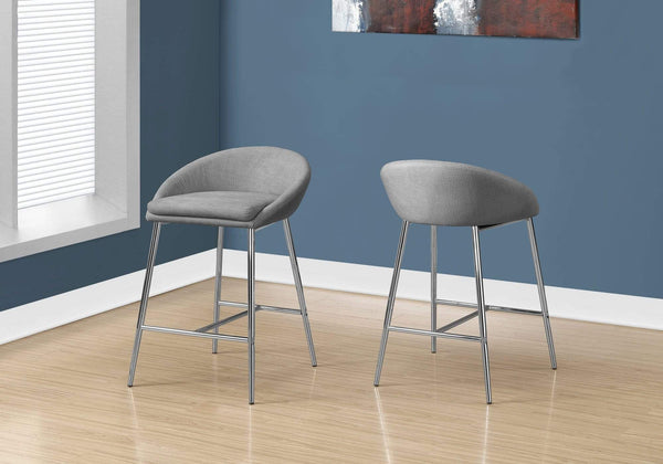 Stools Counter Height Bar Stools - 41" x 41" x 59.5" Grey, Foam, Metal, Polyester - Barstool 2pcs HomeRoots