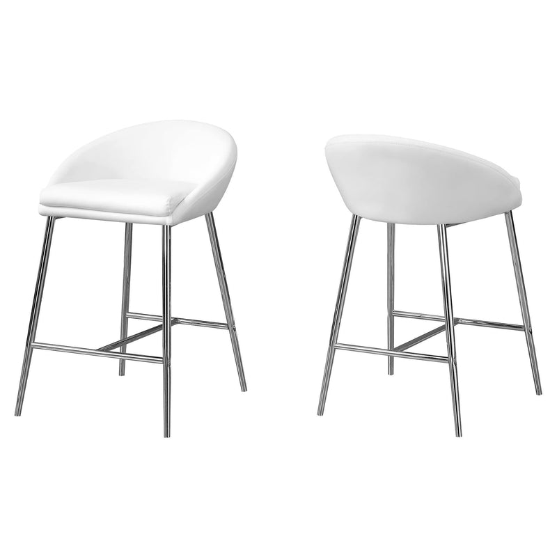 Stools Counter Height Bar Stools - 41" x 41" x 59.5" White, Foam, Metal, Leather-Look - Barstool 2pcs HomeRoots