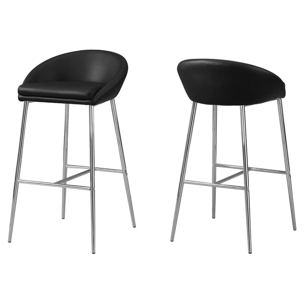 Stools Counter Height Bar Stools - 41" x 41" x 71'.5" Black, Foam, Metal, Leather-Look - Barstool set of 2 HomeRoots