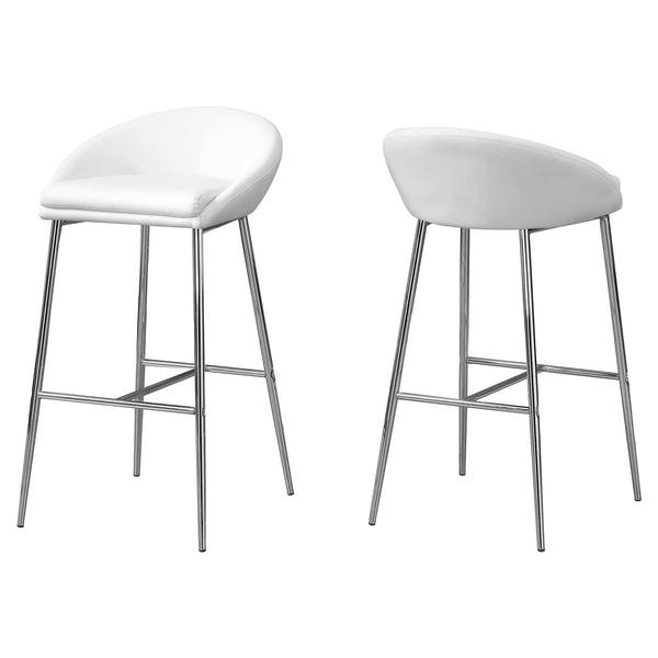 Stools Counter Height Bar Stools - 41" x 41" x 71'.5" White, Foam, Metal, Leather-Look - Barstool set of 2 HomeRoots