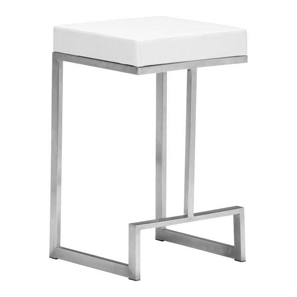 Stools Counter Height Stools - 14" X 14" X 26" 2 Pcs White Leatherette Counter Stool HomeRoots