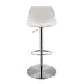 Stools Counter Height Stools - 18.12" X 18.9" X 39.57" White Leatherette Over Steel Frame Adjustable Swivel Bar/Counter Stool with Brushed Stainless Steel Base HomeRoots