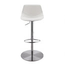 Stools Counter Height Stools - 18.12" X 18.9" X 39.57" White Leatherette Over Steel Frame Adjustable Swivel Bar/Counter Stool with Brushed Stainless Steel Base HomeRoots
