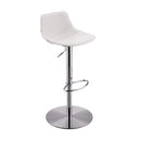 Stools Counter Height Stools - 18.12" X 18.9" X 39.57" White Leatherette Over Steel Frame Adjustable Swivel Bar/Counter Stool with Brushed Stainless Steel Base HomeRoots