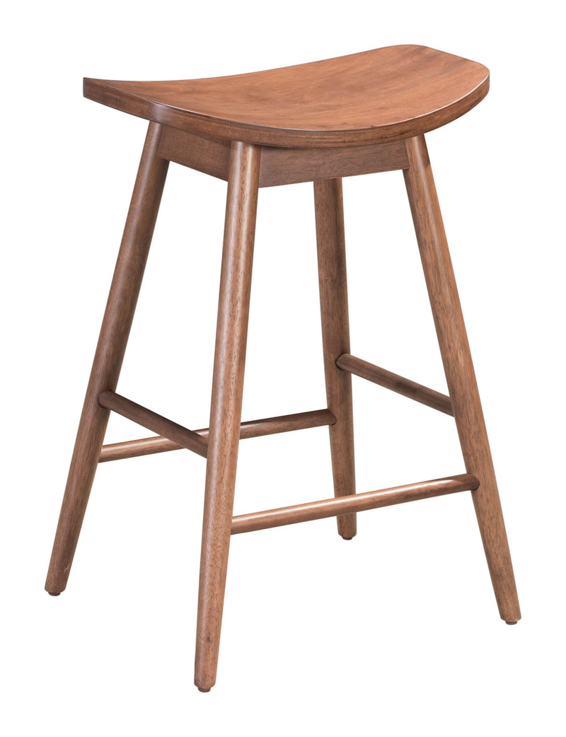 Stools Counter Height Stools - 18.7" x 15.2" x 27" Walnut, Wood Veneer, Rubberwood, Counter Stool - Set of 2 HomeRoots