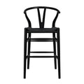 Stools Counter Height Stools - 20.08" X 20.87" X 38.19" Black Solid Beech Wood Counter Stool with Black Rush Seat HomeRoots