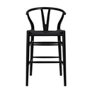 Stools Counter Height Stools - 20.08" X 20.87" X 38.19" Black Solid Beech Wood Counter Stool with Black Rush Seat HomeRoots