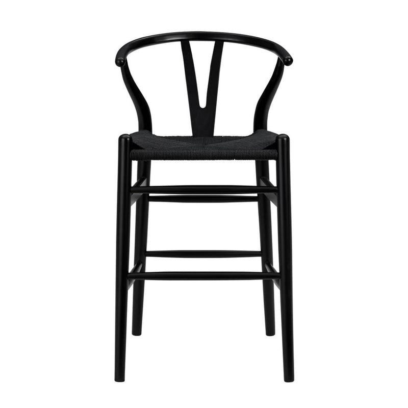Stools Counter Height Stools - 20.08" X 20.87" X 38.19" Black Solid Beech Wood Counter Stool with Black Rush Seat HomeRoots