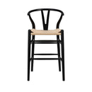 Stools Counter Height Stools - 20.08" X 20.87" X 38.19" Black Solid Beech Wood Counter Stool with Natural Seat HomeRoots