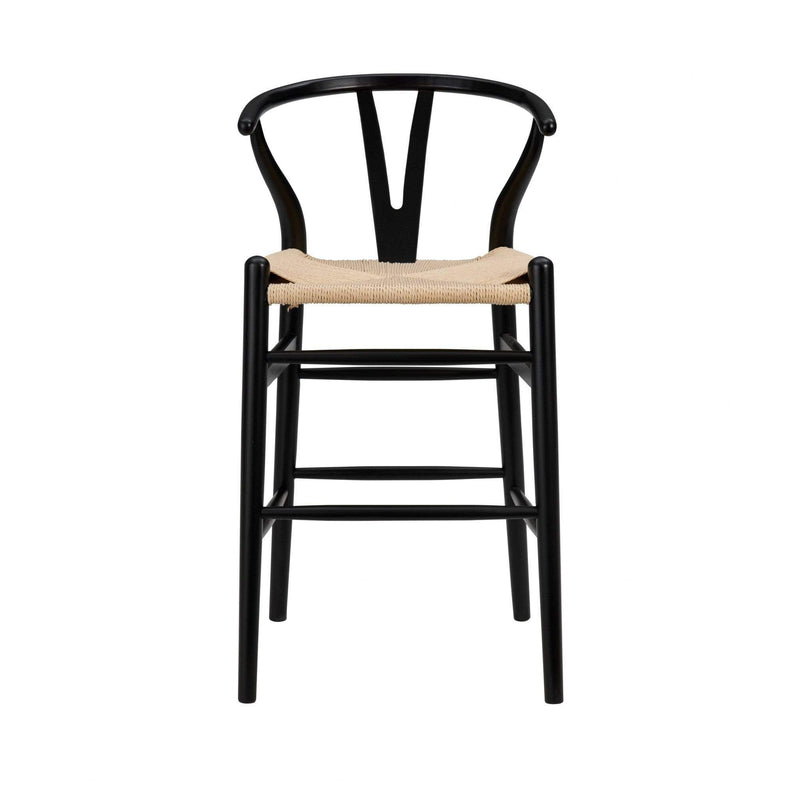 Stools Counter Height Stools - 20.08" X 20.87" X 38.19" Black Solid Beech Wood Counter Stool with Natural Seat HomeRoots
