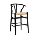 Stools Counter Height Stools - 20.08" X 20.87" X 38.19" Black Solid Beech Wood Counter Stool with Natural Seat HomeRoots