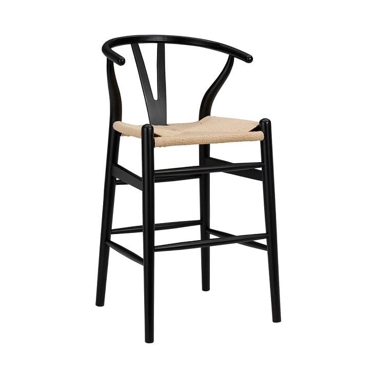 Stools Counter Height Stools - 20.08" X 20.87" X 38.19" Black Solid Beech Wood Counter Stool with Natural Seat HomeRoots