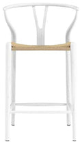 Stools Counter Height Stools - 20.08" X 20.87" X 38.19" Matte White Solid Beech Wood Counter Stool with Natural Seat HomeRoots